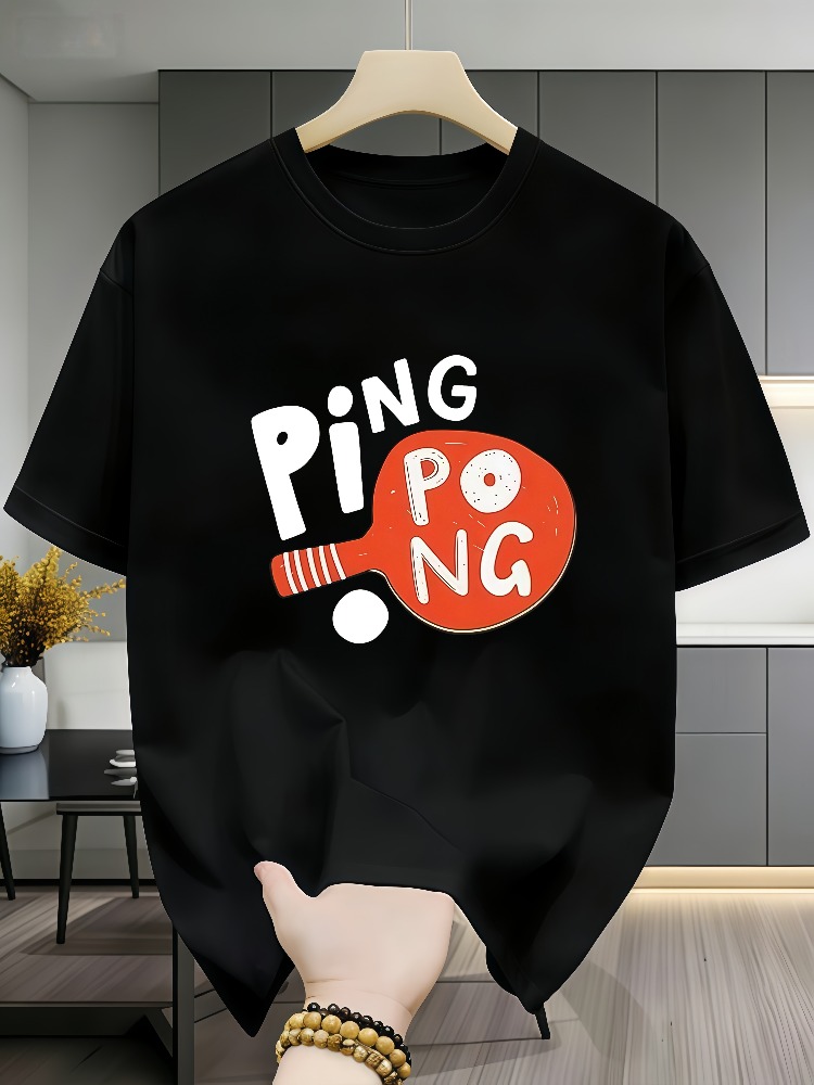 Table Tennis Graphics - Heren Casual Tafeltennis Grafische Katoenen T-shirt