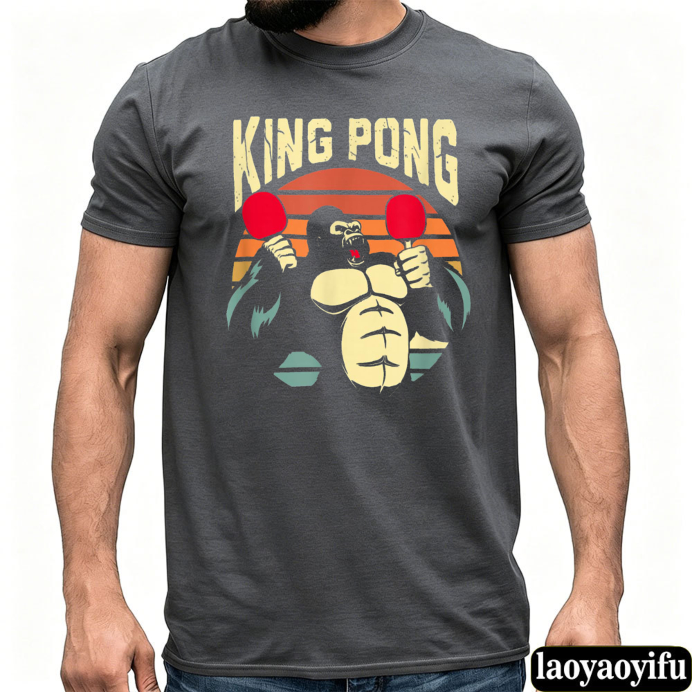 Table Tennis Graphics - Ping Pong King Kong T-shirt Heren