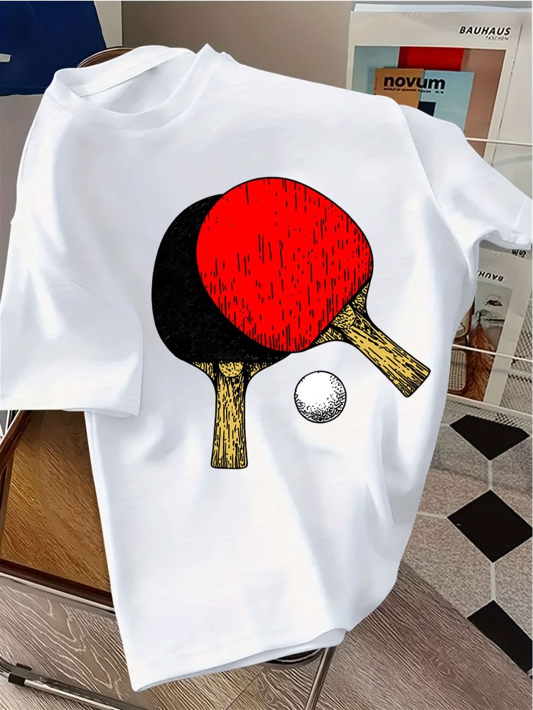 Table Tennis Graphics - Herenshirt met navy crew neck, vintage