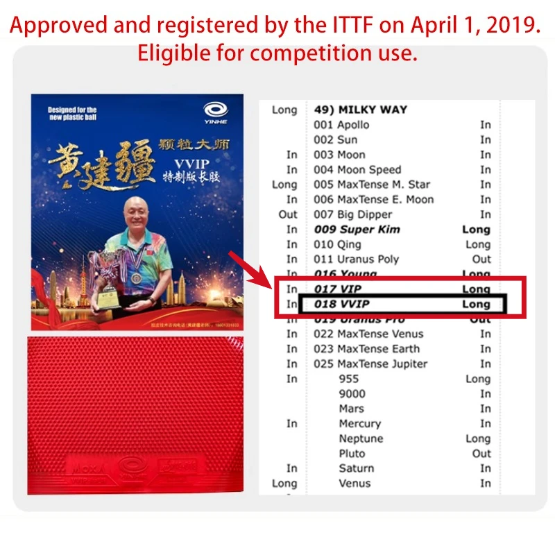 YINHE Huang Jianjiang VVIP Taf - Table Tennis Xiom recensie en prijs